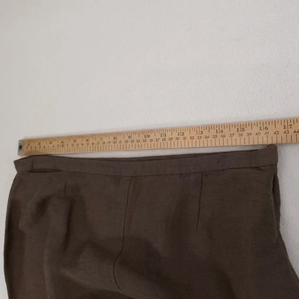 Eileen Fisher Wide Leg Pants Brown L Minimalist Quiet Luxury 100% Linen Trousers - Picture 9 of 9
